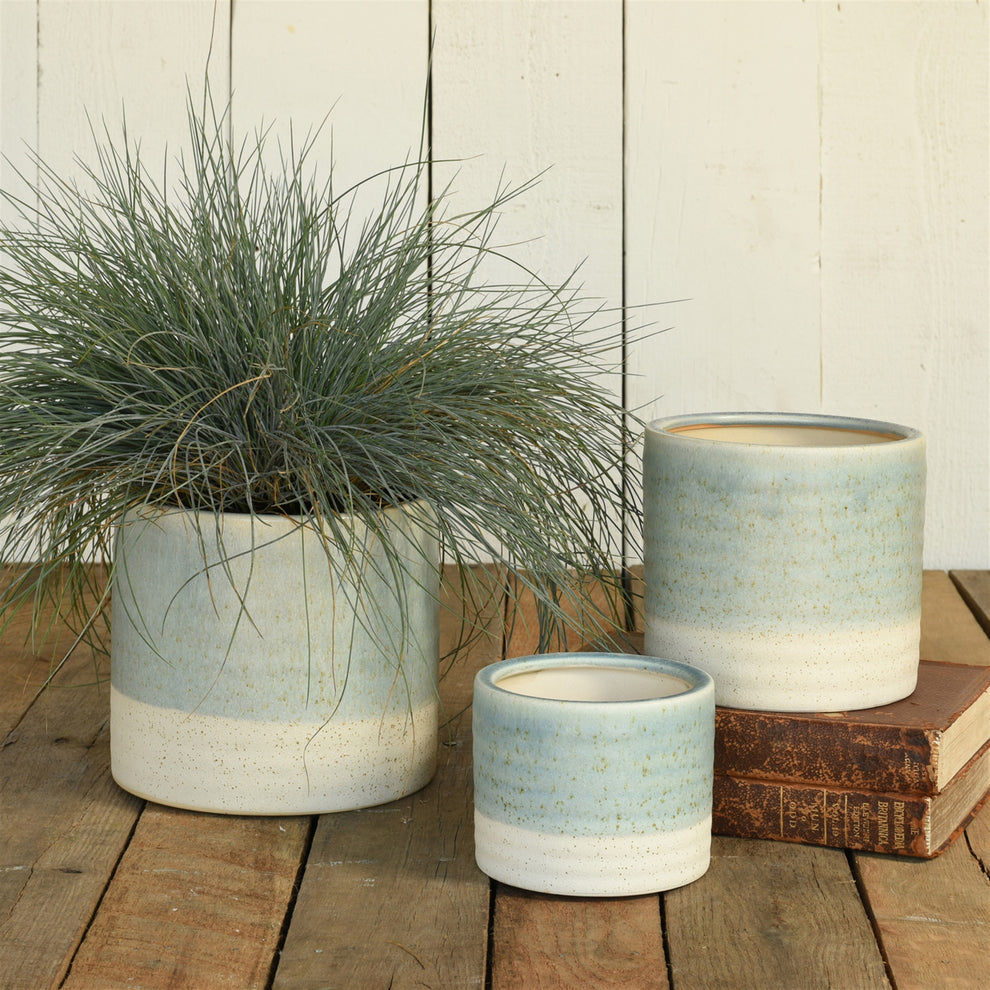 Isle Cachepot, Ceramic - Large - Light Blue Set Of 4 By HomArt | Planters, Troughs & Cachepots | Modishstore - 2