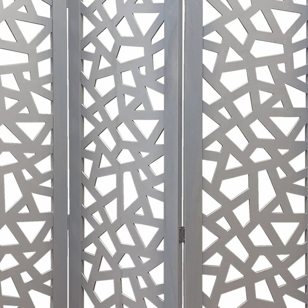 Gray Solid Wood Folding Three Panel Screen Room Divider By Homeroots | Room Dividers | Modishstore - 7