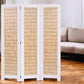 White and Natural Manufactured Wood Folding Three Panel Screen Room Divider By Homeroots | Room Dividers | Modishstore - 1