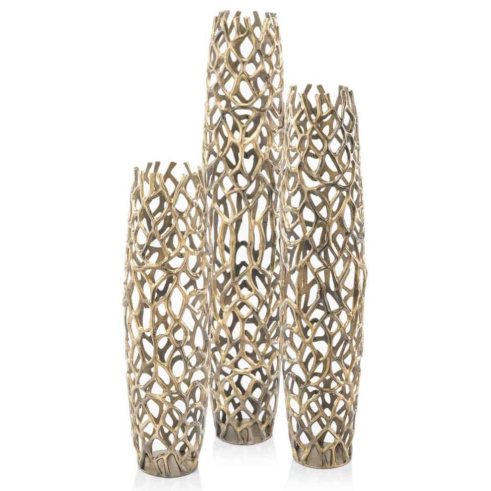 Aluminum Gold Twigs Cylinder Floor Vase By Homeroots | Vases | Modishstore - 5