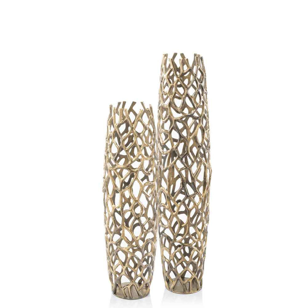 Aluminum Gold Twigs Cylinder Floor Vase By Homeroots | Vases | Modishstore - 6