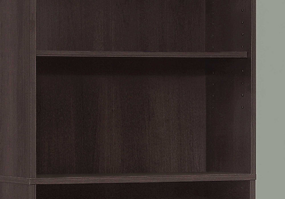 Cappuccino Wood Adjustable Bookcase By Homeroots | Bookcases | Modishstore - 6