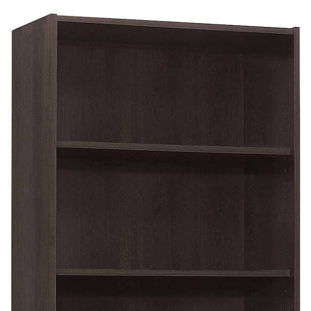 Cappuccino Wood Adjustable Bookcase By Homeroots | Bookcases | Modishstore - 4
