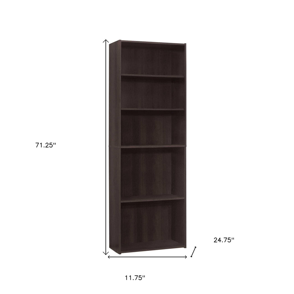 Cappuccino Wood Adjustable Bookcase By Homeroots | Bookcases | Modishstore - 5