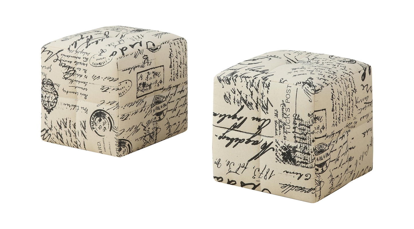 Set of Two Beige And Black Faux Leather Cube Ottoman By Homeroots | Ottomans | Modishstore - 3