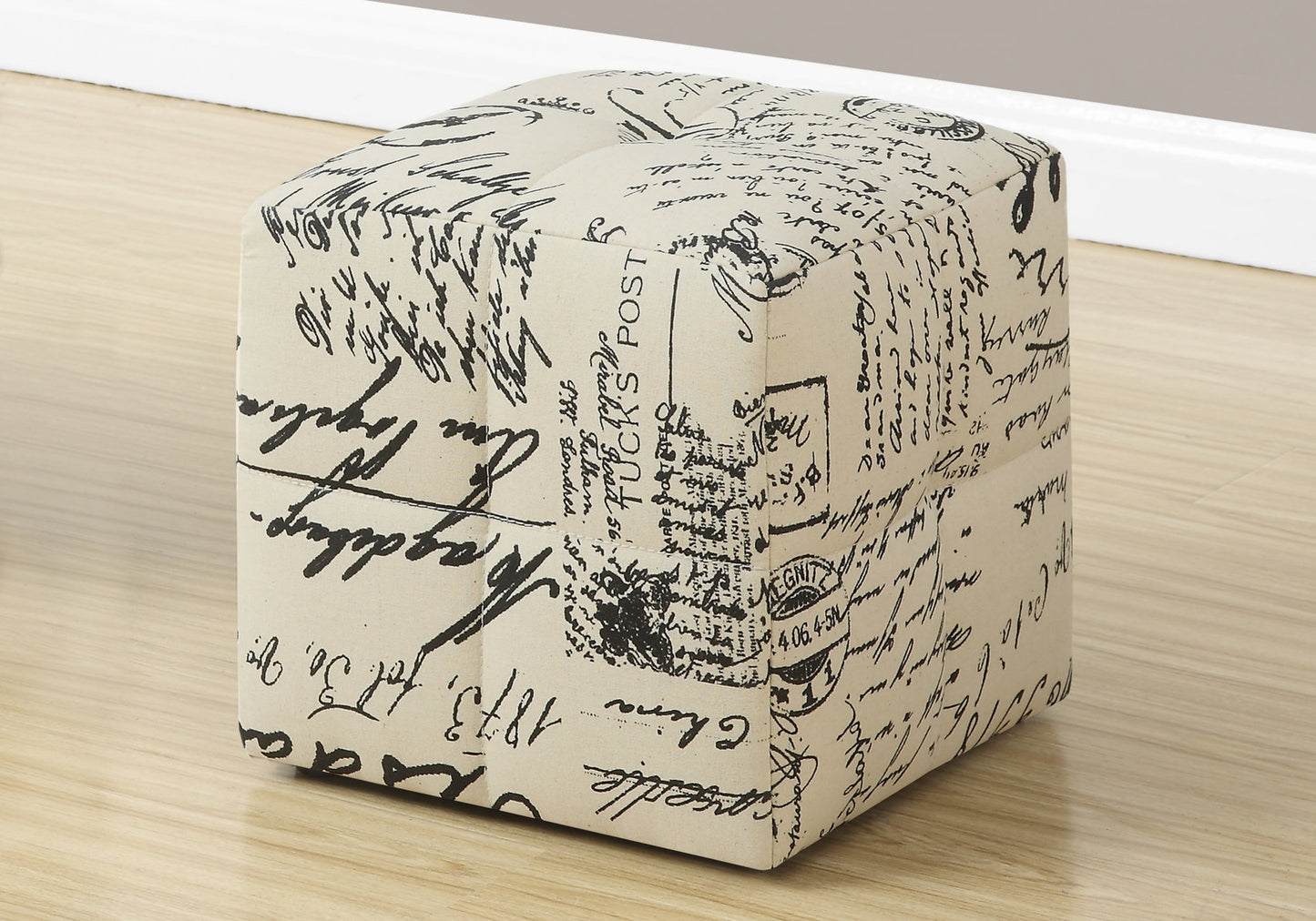 Set of Two Beige And Black Faux Leather Cube Ottoman By Homeroots | Ottomans | Modishstore - 7