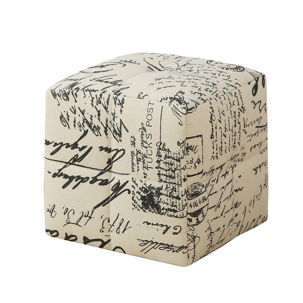 Set of Two Beige And Black Faux Leather Cube Ottoman By Homeroots | Ottomans | Modishstore - 2