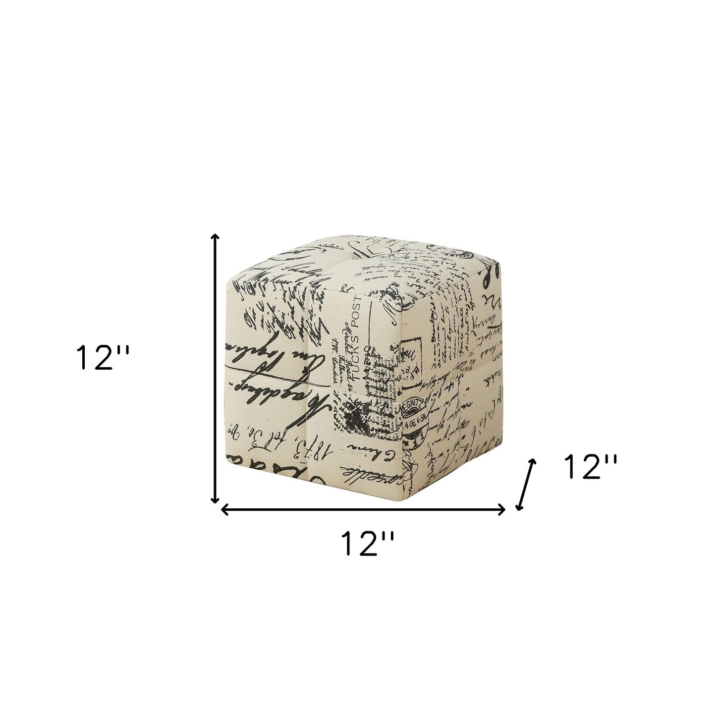 Set of Two Beige And Black Faux Leather Cube Ottoman By Homeroots | Ottomans | Modishstore - 8