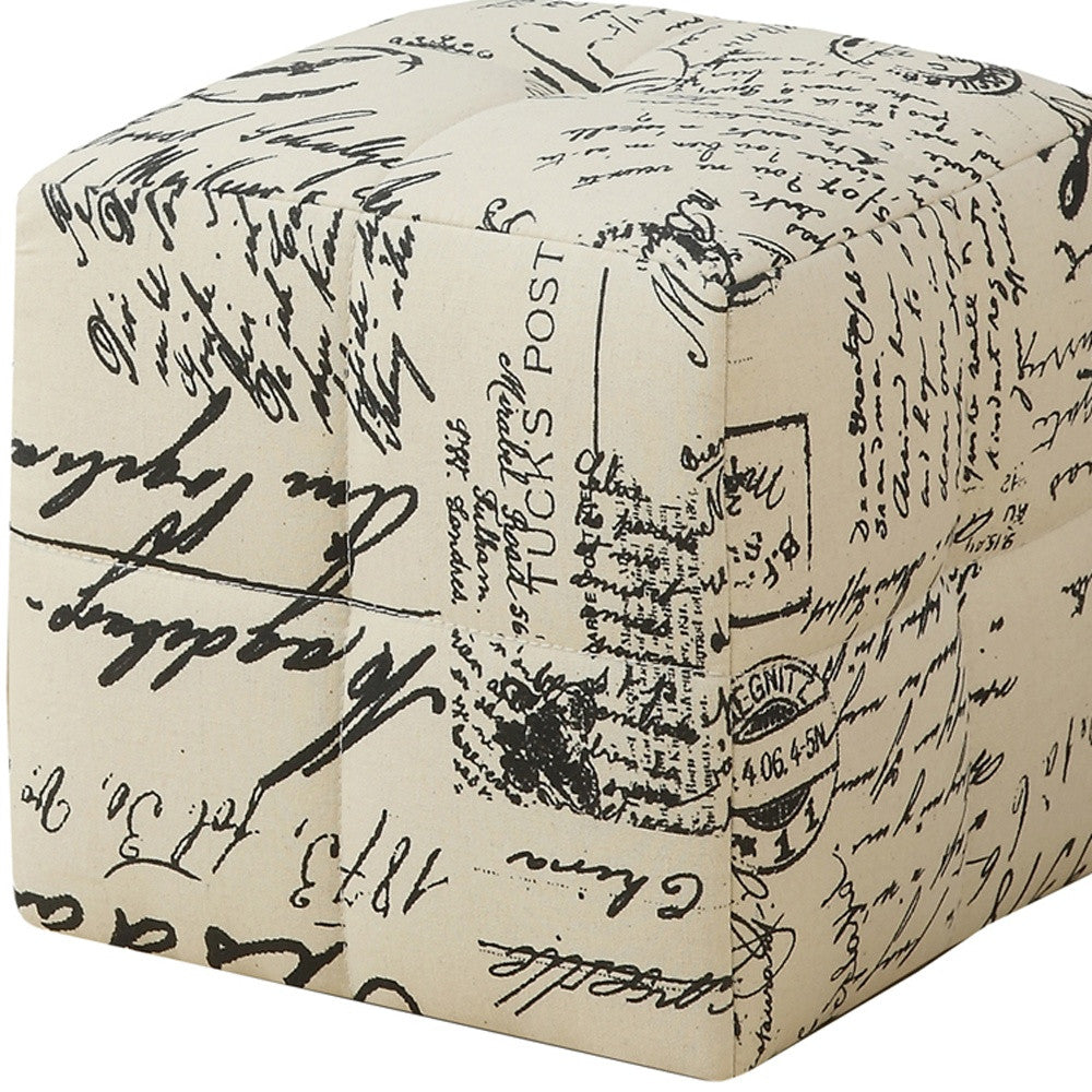 Set of Two Beige And Black Faux Leather Cube Ottoman By Homeroots | Ottomans | Modishstore - 6