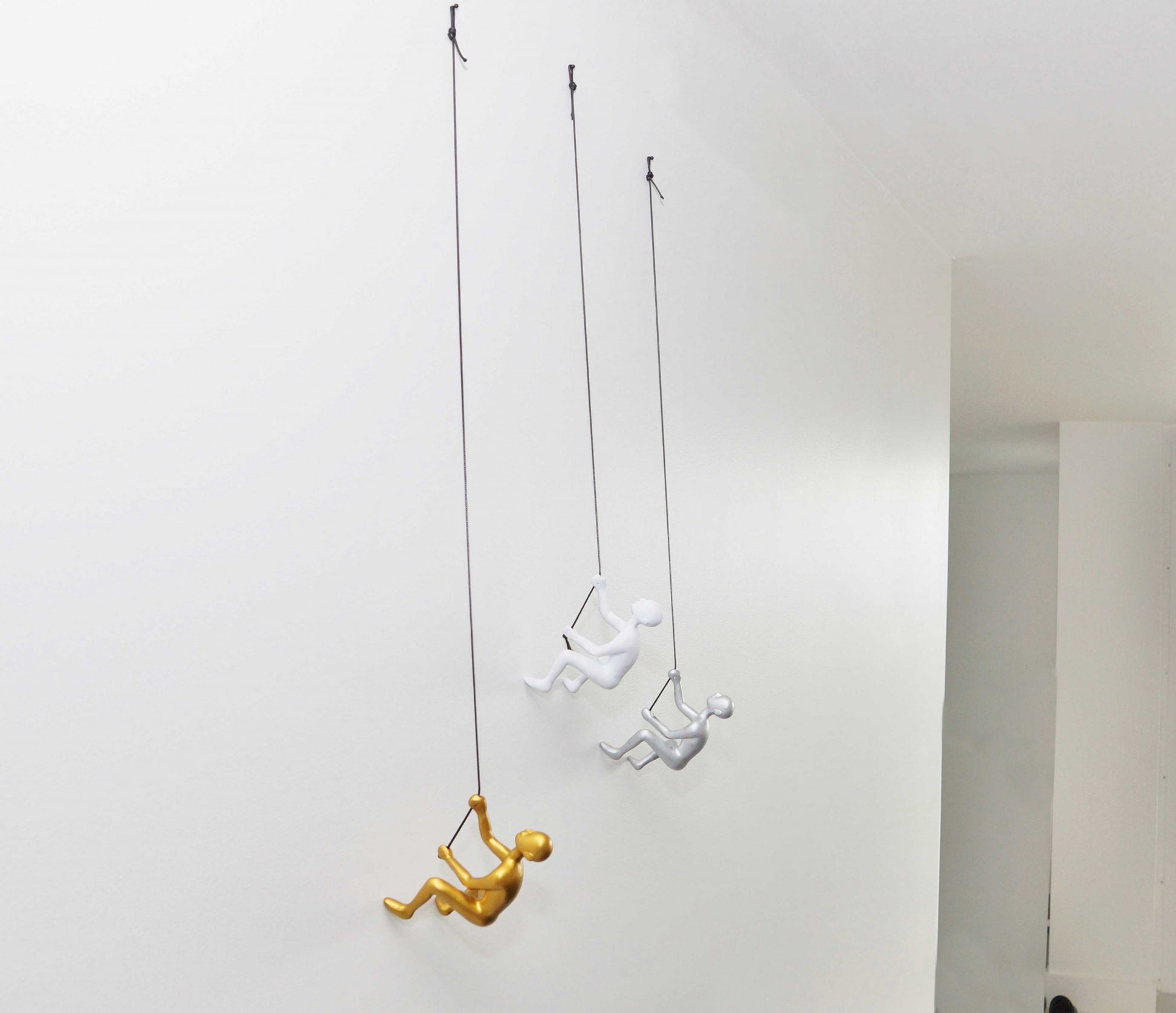 Set of Three White Resin Novelty Hanging Dimensional Sculpture By Homeroots | Wall Decor | Modishstore - 2