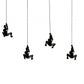 Set of Four Black Resin Novelty Hanging Dimensional Sculpture By Homeroots | Wall Decor | Modishstore - 1