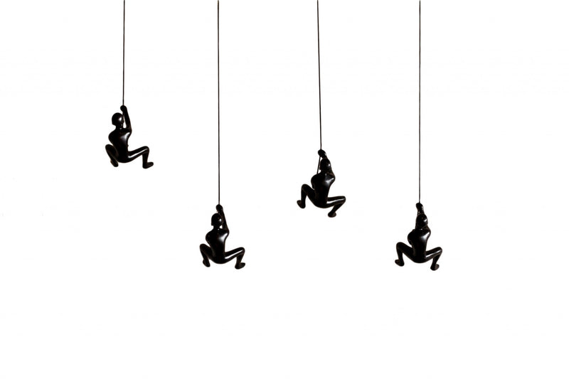 Set of Four Black Resin Novelty Hanging Dimensional Sculpture By Homeroots | Wall Decor | Modishstore - 1