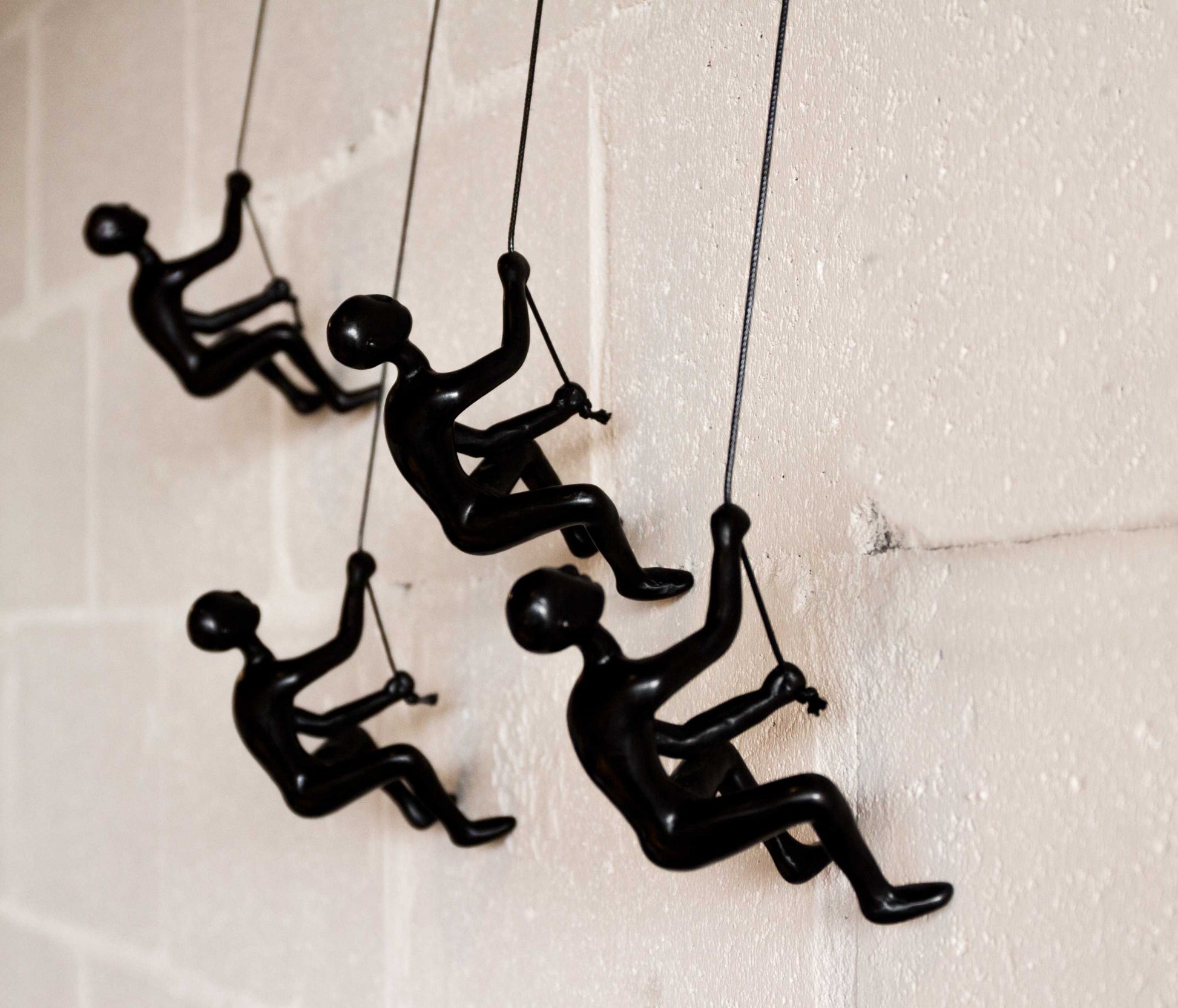Set of Four Black Resin Novelty Hanging Dimensional Sculpture By Homeroots | Wall Decor | Modishstore - 3