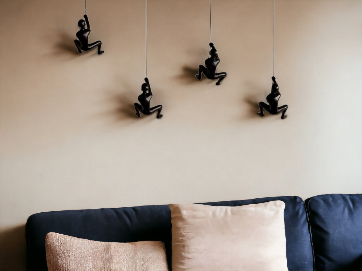 Set of Four Black Resin Novelty Hanging Dimensional Sculpture By Homeroots | Wall Decor | Modishstore - 2