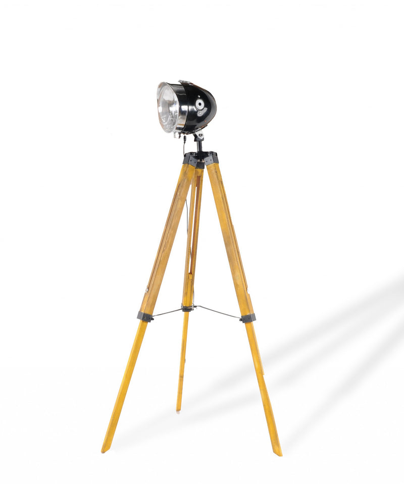 Brown Tripod Floor Lamp With Cone By Homeroots | Floor Lamps | Modishstore - 1
