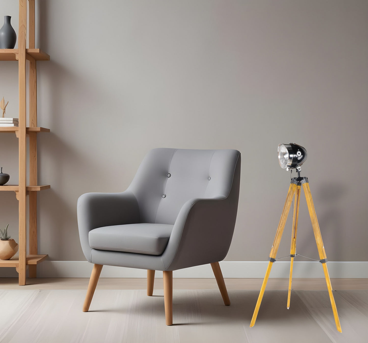 Brown Tripod Floor Lamp With Cone By Homeroots | Floor Lamps | Modishstore - 6