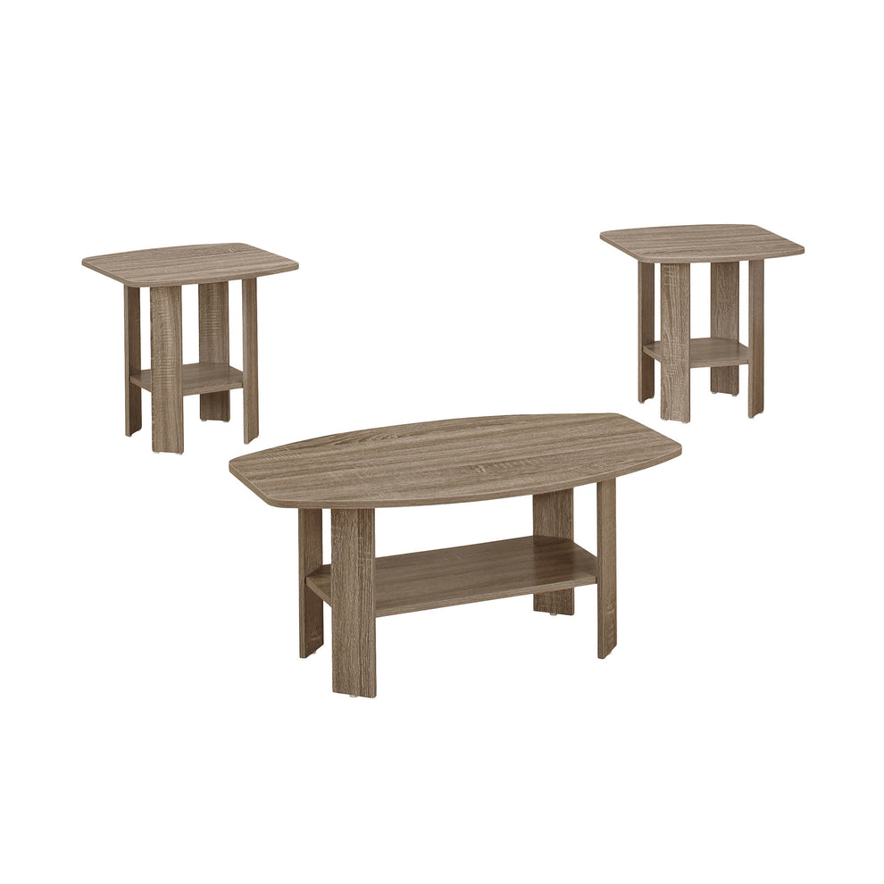 Set of Three Taupe Coffee Table With Shelf By Homeroots | Coffee Tables | Modishstore - 4