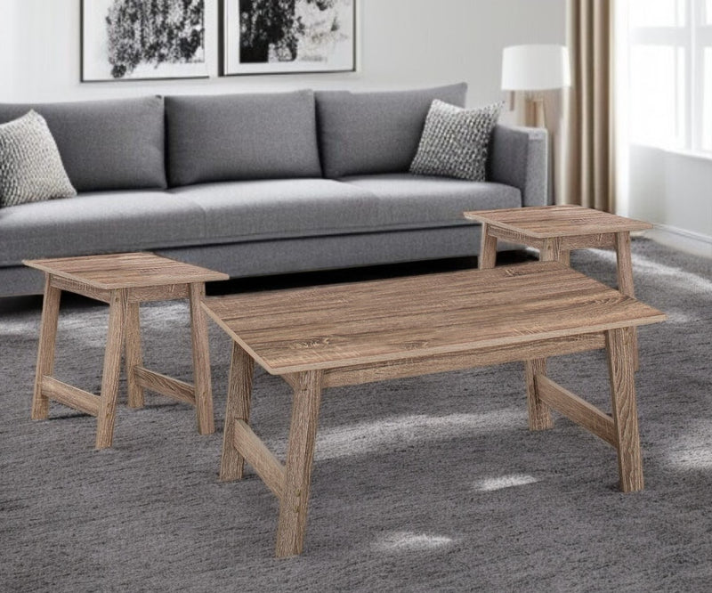Set of Three Taupe Coffee Table By Homeroots | Coffee Tables | Modishstore - 1