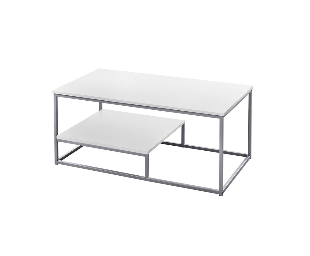 Set of Three White And Silver Metal Coffee Table With Shelf By Homeroots | Coffee Tables | Modishstore - 6