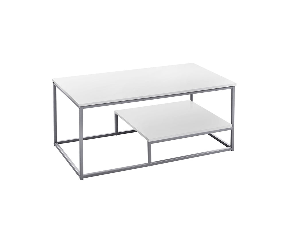 Set of Three White And Silver Metal Coffee Table With Shelf By Homeroots | Coffee Tables | Modishstore - 7