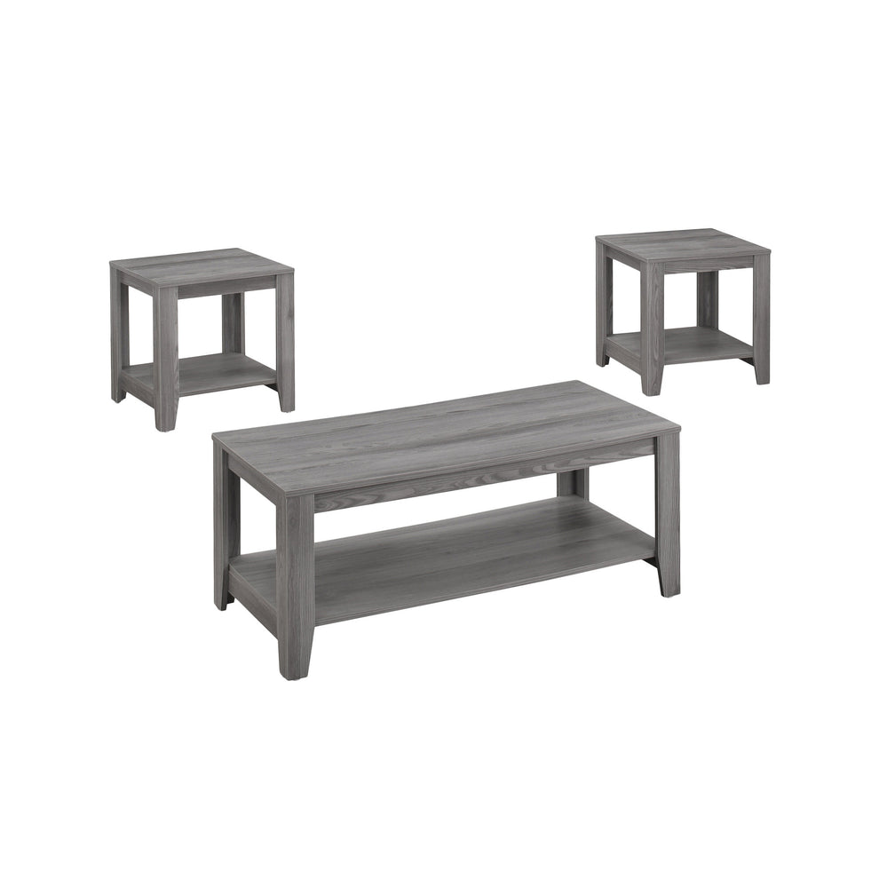 Set of Three Gray Coffee Table With Shelf By Homeroots | Coffee Tables | Modishstore - 2