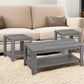 Set of Three Gray Coffee Table With Shelf By Homeroots | Coffee Tables | Modishstore - 1