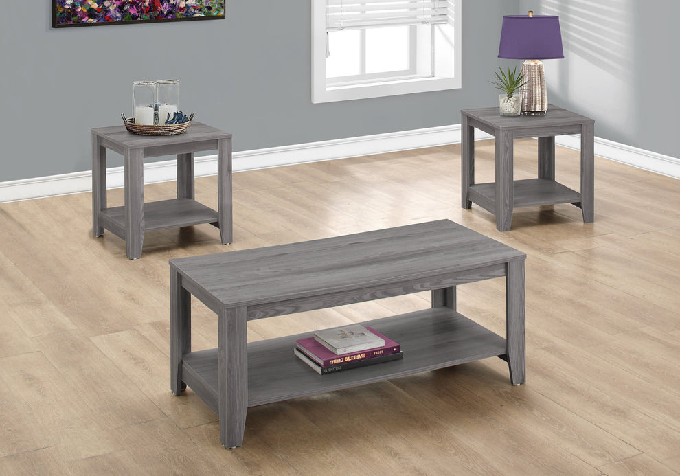 Set of Three Gray Coffee Table With Shelf By Homeroots | Coffee Tables | Modishstore - 8