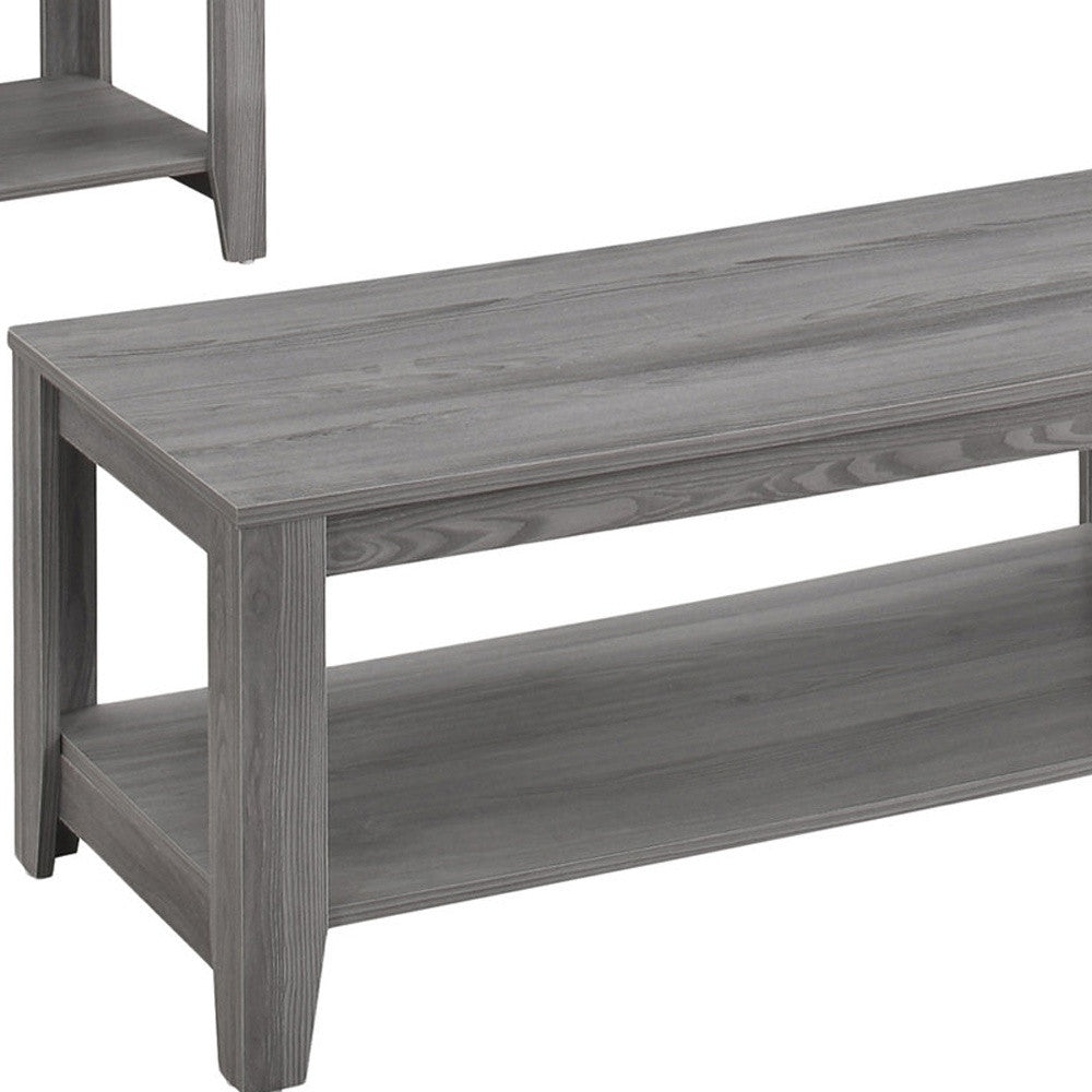 Set of Three Gray Coffee Table With Shelf By Homeroots | Coffee Tables | Modishstore - 3