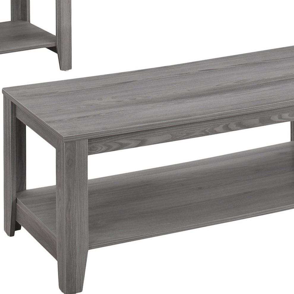 Set of Three Gray Coffee Table With Shelf By Homeroots | Coffee Tables | Modishstore - 3