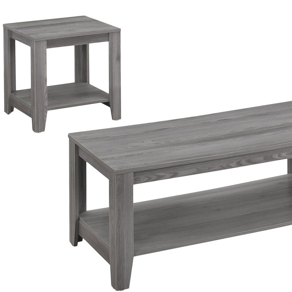 Set of Three Gray Coffee Table With Shelf By Homeroots | Coffee Tables | Modishstore - 4