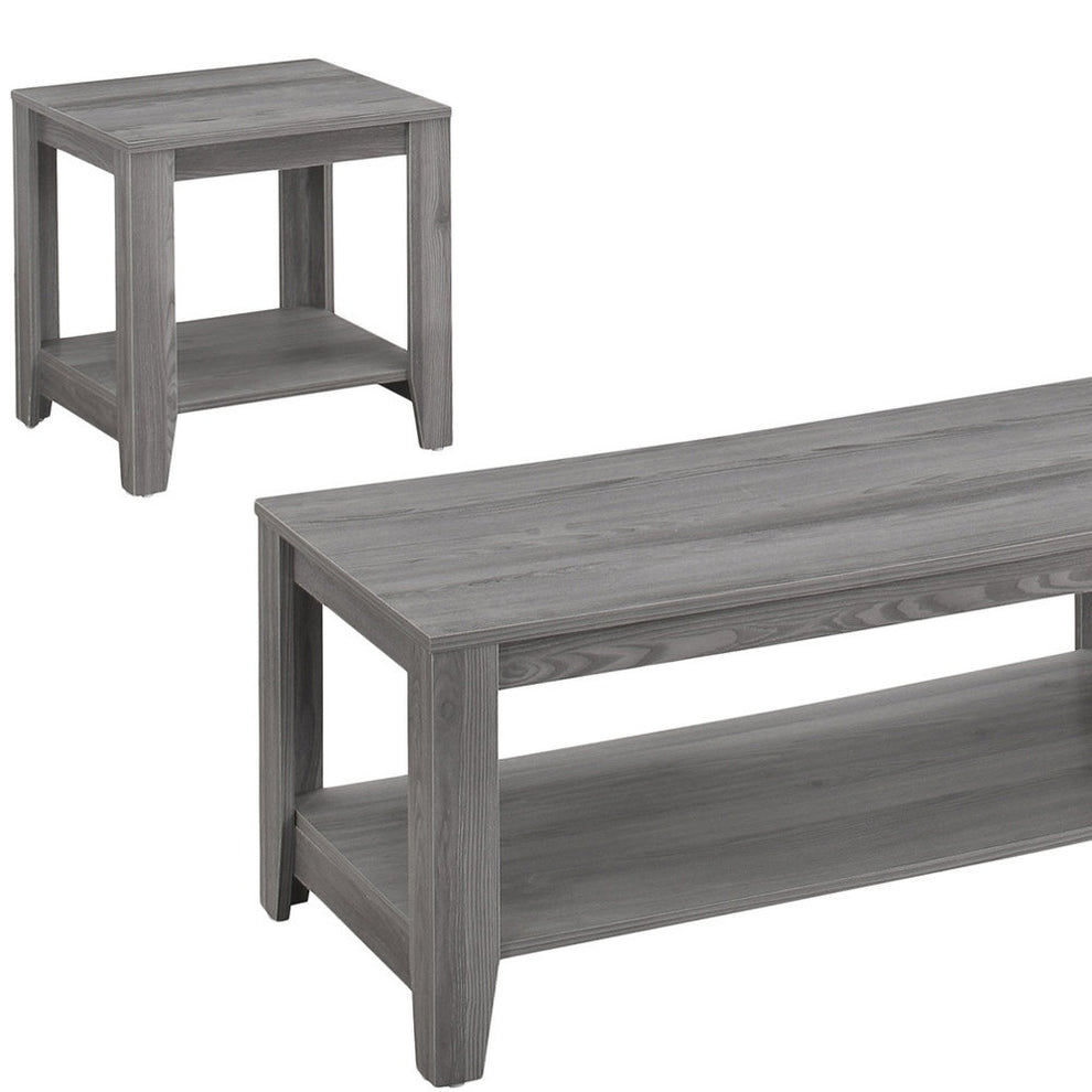 Set of Three Gray Coffee Table With Shelf By Homeroots | Coffee Tables | Modishstore - 4