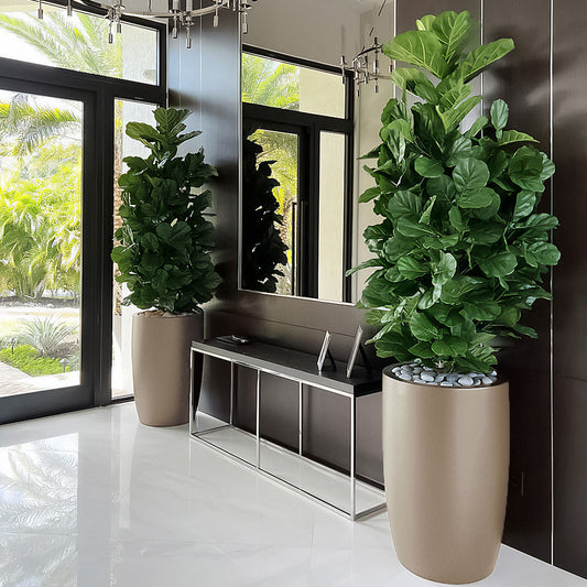 Fiberglass: Barrel 36.5"H Planter, Beige By Gold Leaf | Planters, Troughs & Cachepots | Modishstore - 1