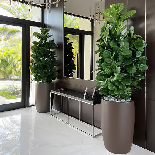 Fiberglass: Barrel 25.5"H Planter, Brown DK By Gold Leaf | Planters, Troughs & Cachepots | Modishstore - 1