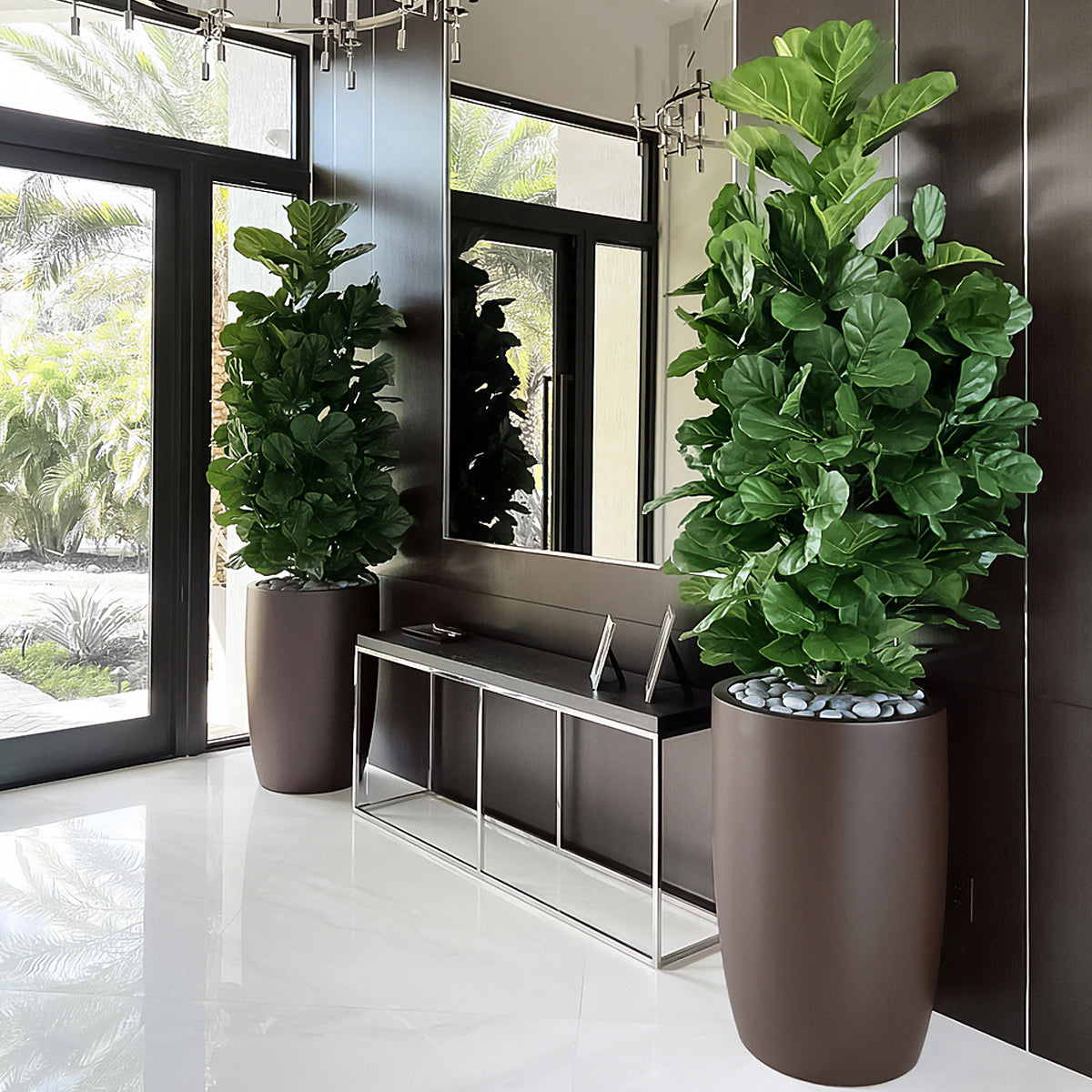 Fiberglass: Barrel 36.5"H Planter, Brown DK By Gold Leaf | Planters, Troughs & Cachepots | Modishstore - 1