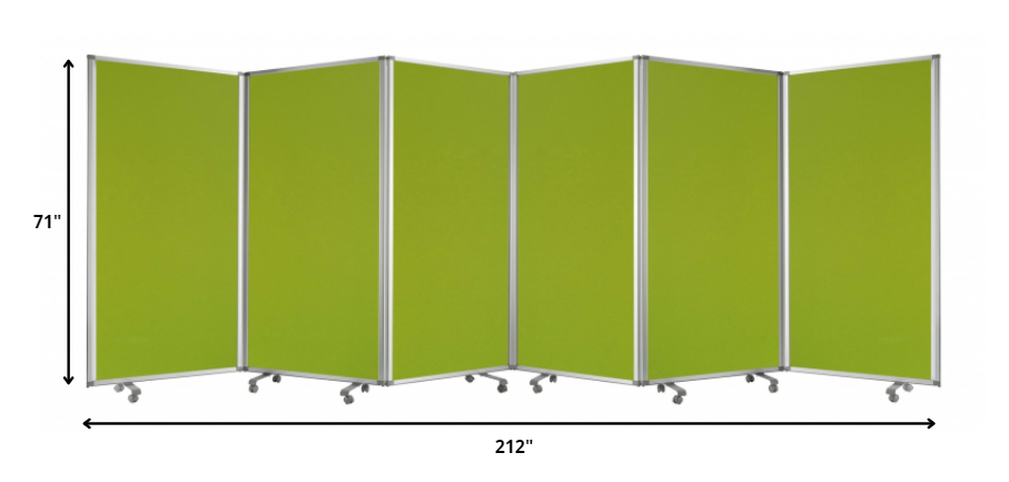 Green Metal 6 Panel Screen By Homeroots | Room Dividers | Modishstore - 3