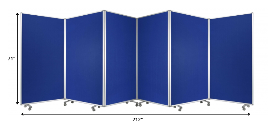 Blue Metal 6 Panel Screen By Homeroots | Room Dividers | Modishstore - 3