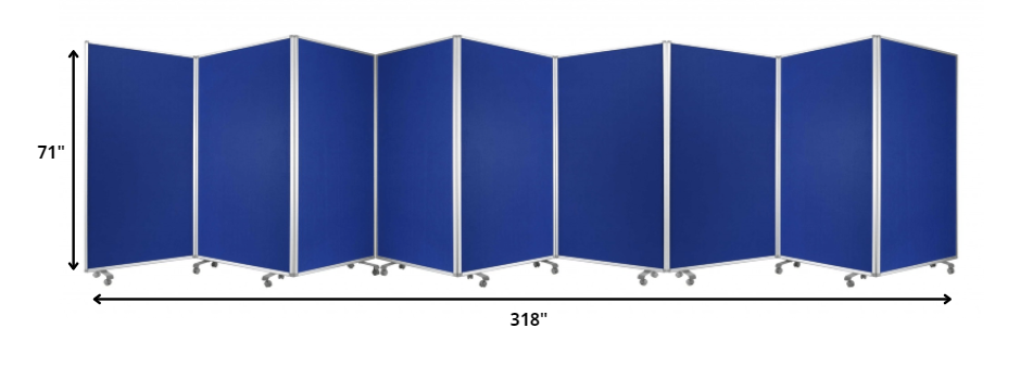 Blue, Metal, 9 Panel, Screen By Homeroots | Room Dividers | Modishstore - 3