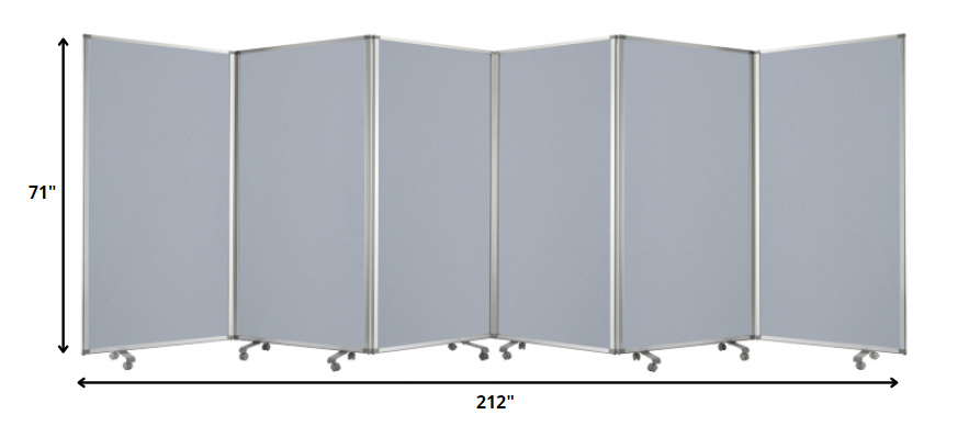 Metal Grey 6 Panel Screen By Homeroots | Room Dividers | Modishstore - 3