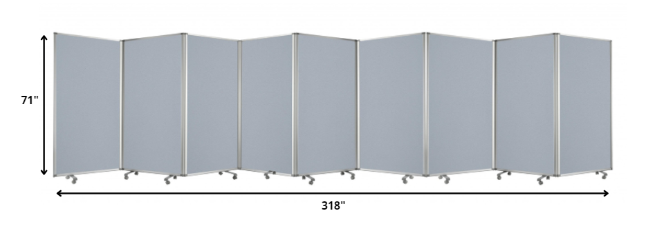Metal, Grey, 9 Panel, Screen By Homeroots | Room Dividers | Modishstore - 3