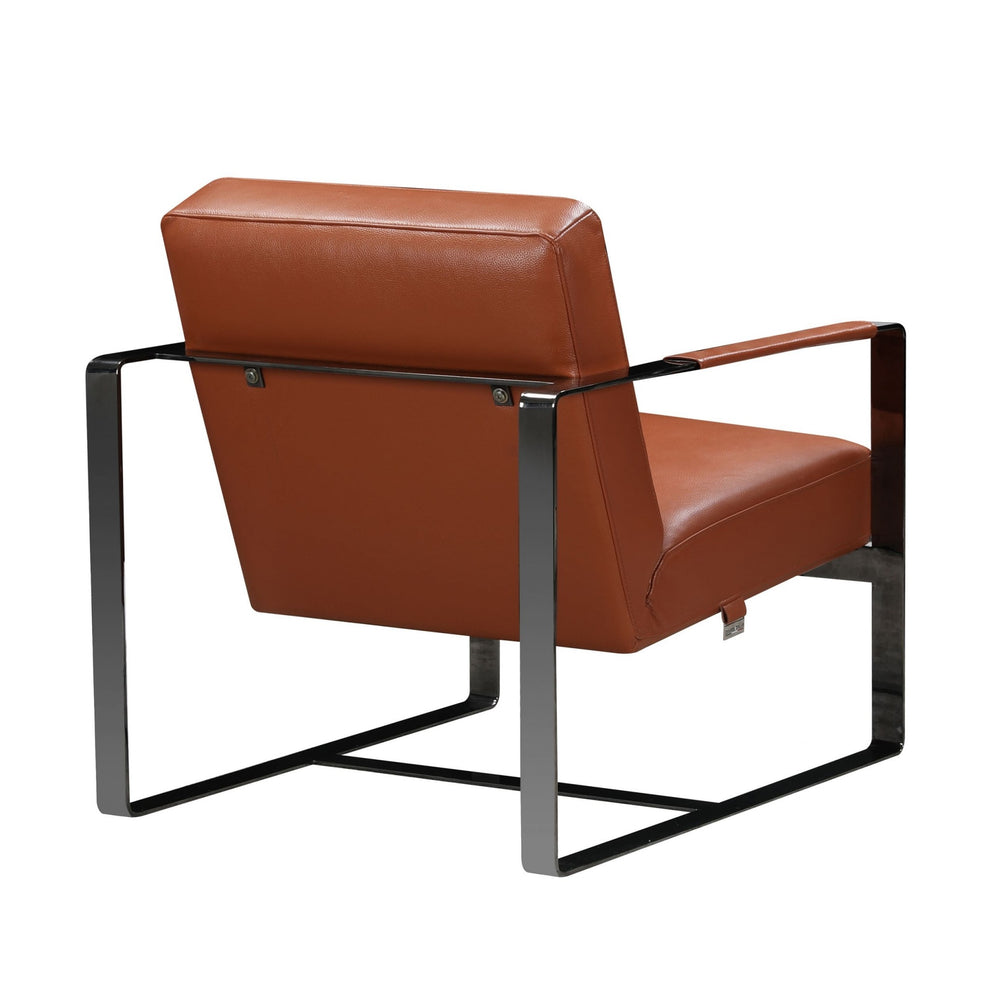 Camel And Black Genuine Leather Arm Chair By Homeroots | Accent Chairs | Modishstore - 2