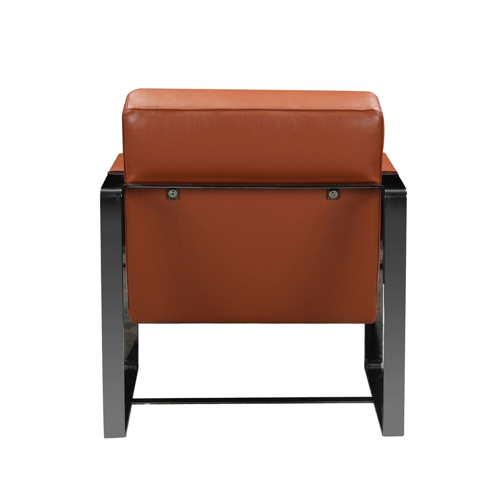 Camel And Black Genuine Leather Arm Chair By Homeroots | Accent Chairs | Modishstore - 3