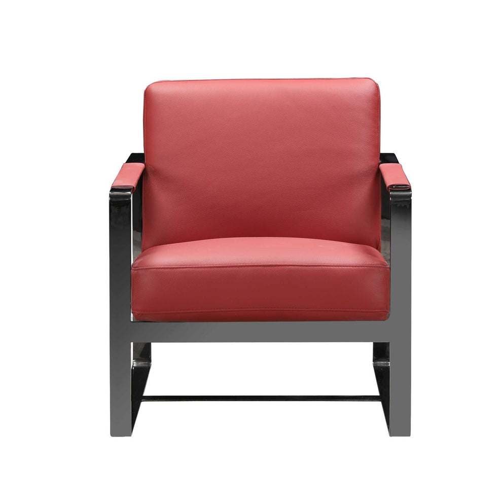 Red And Black Genuine Leather Arm Chair By Homeroots | Accent Chairs | Modishstore - 2