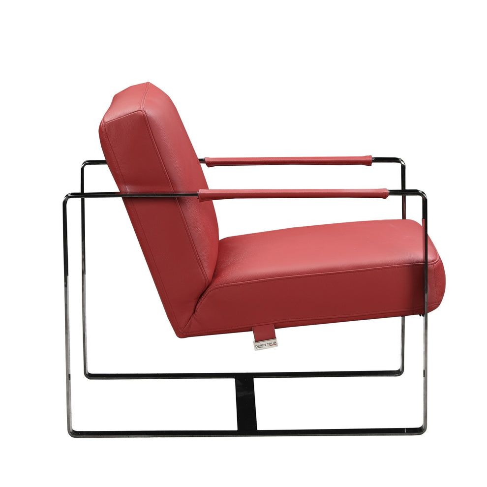 Red And Black Genuine Leather Arm Chair By Homeroots | Accent Chairs | Modishstore - 3