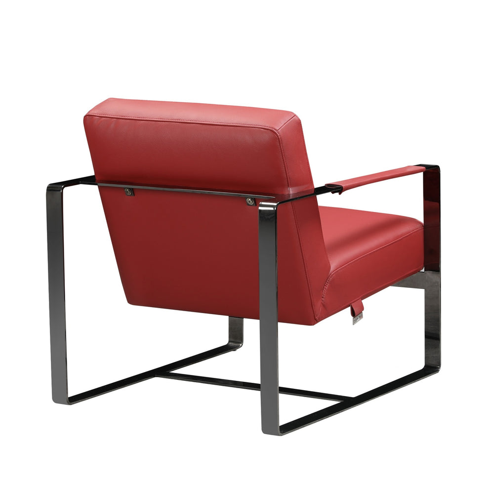 Red And Black Genuine Leather Arm Chair By Homeroots | Accent Chairs | Modishstore - 4