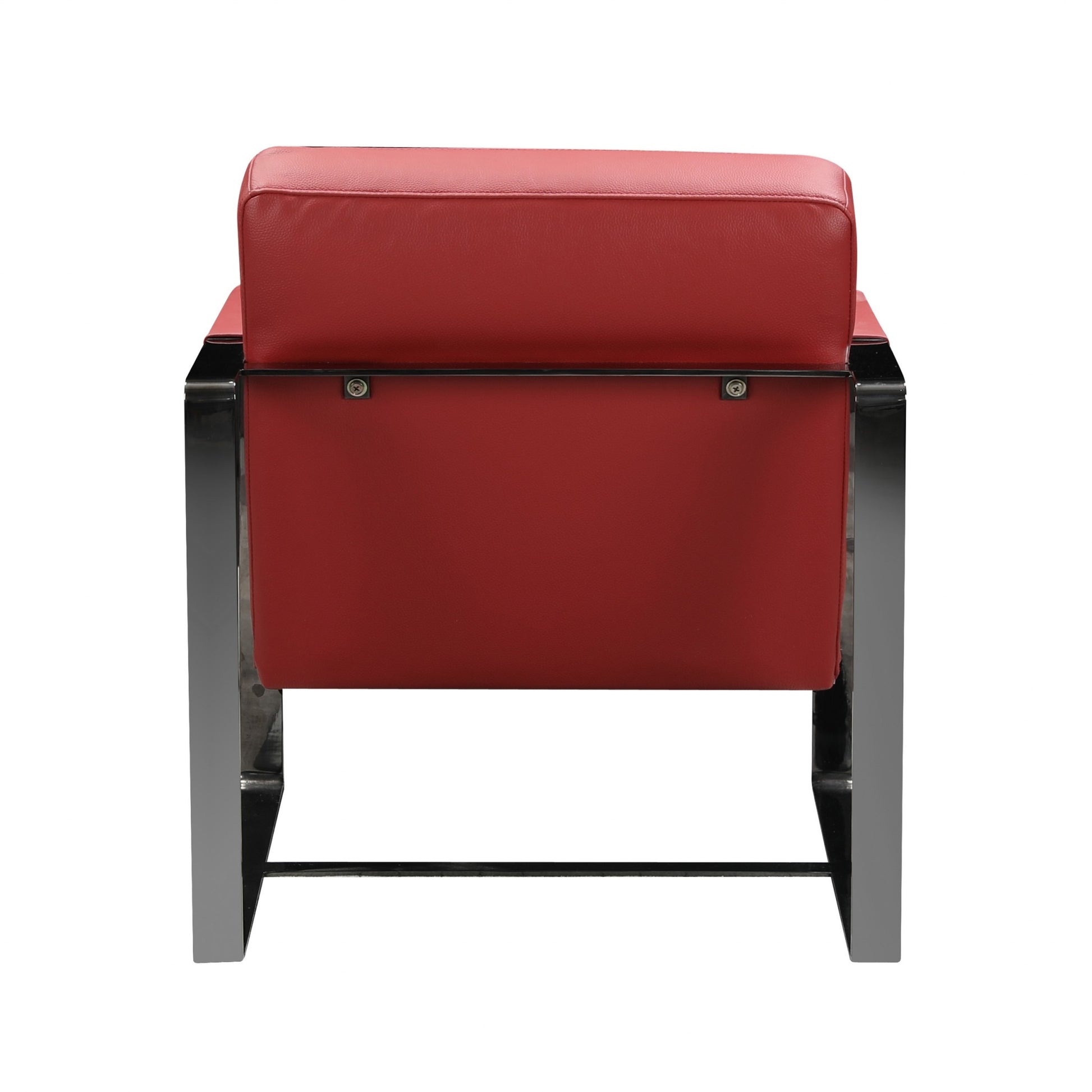 Red And Black Genuine Leather Arm Chair By Homeroots | Accent Chairs | Modishstore - 5