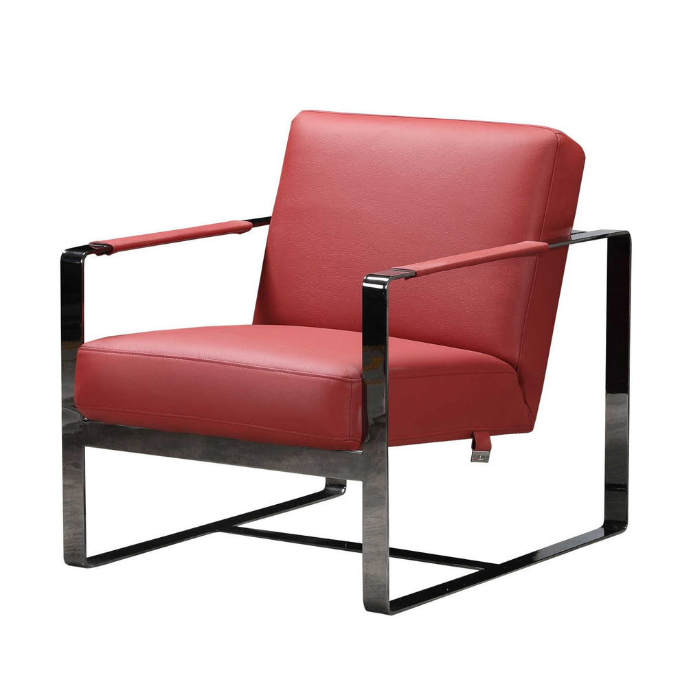 Red And Black Genuine Leather Arm Chair By Homeroots | Accent Chairs | Modishstore - 6