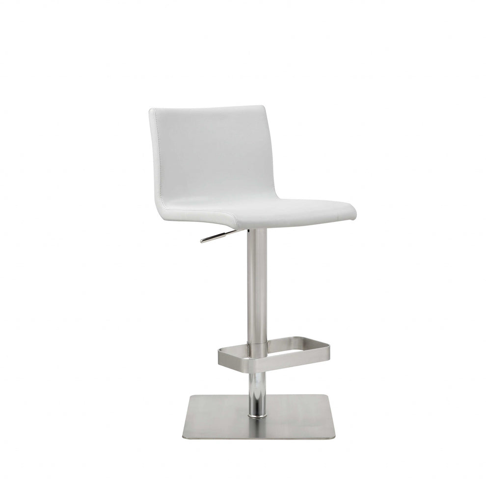White And Silver Stainless Steel Counter Height Bar Chair By Homeroots | Bar Stools | Modishstore - 3