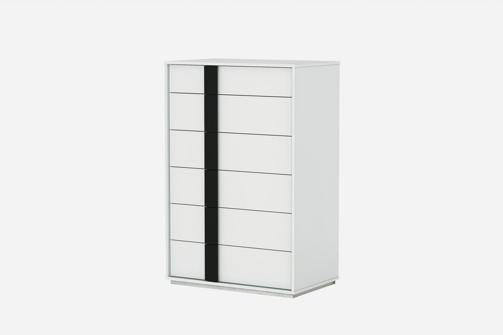 Gloss White Stainless Steel Drawer Chest By Homeroots | Drawers | Modishstore - 3