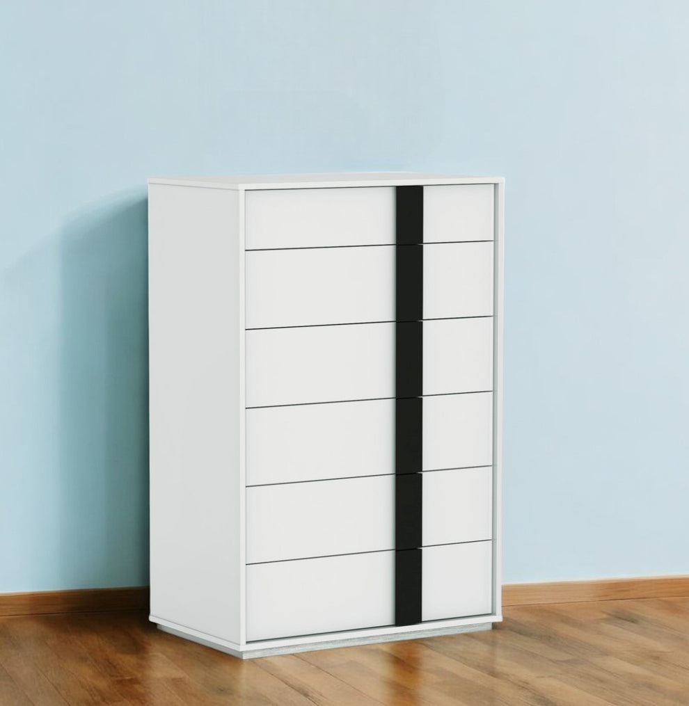 Gloss White Stainless Steel Drawer Chest By Homeroots | Drawers | Modishstore - 2
