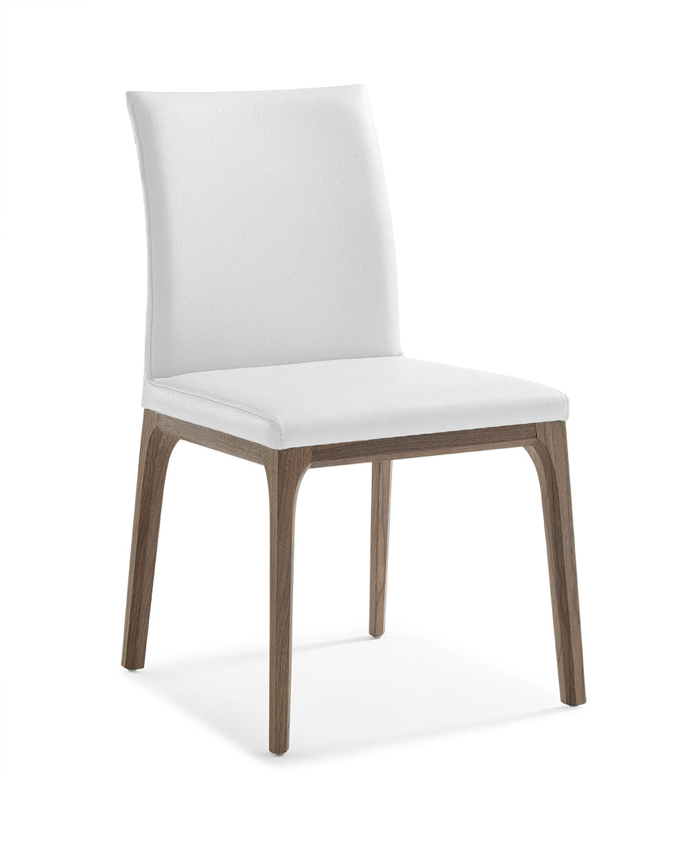 Set of Two White And Brown Upholstered Faux Leather isequal(Yes,No,Wood Dining Side Chairs By Homeroots | Dining Chairs | Modishstore - 4